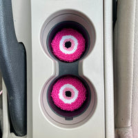 pink evil eye car coaster