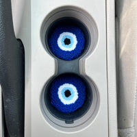 blue evil eye car coaster