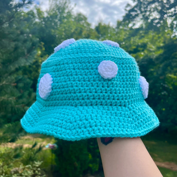 blue mushroom bucket hat